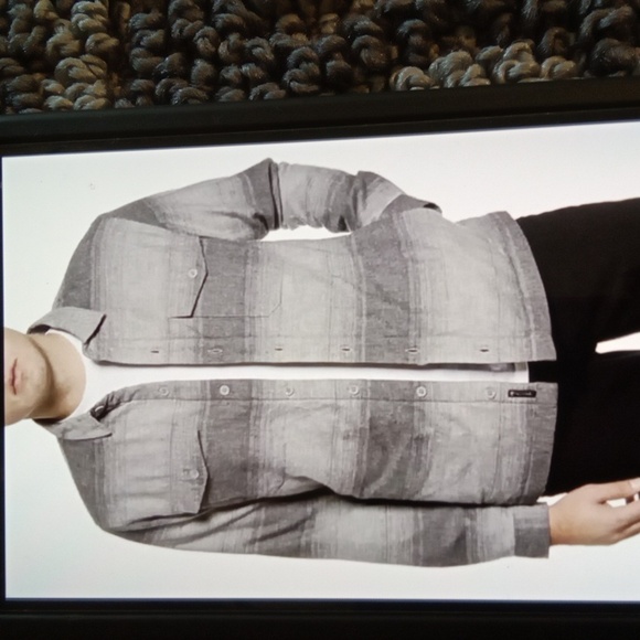 Travis Mathew Cotton Blend Fleece Lined Button Grey Black Mens Large - Picture 7 of 9